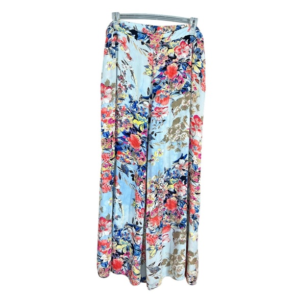 Passport Pants - Passports Floral Crinkle Fabric Elastic Waist Wide Leg Pull On Pants Women's XL